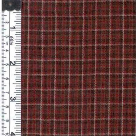 Textile Creations 1244 Rustic Woven Fabric, Fine Plaid Red, Mocha And Grey, 15 yd.