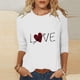 thumbnail image 4 of RKSTN Valentine's Gifts Women's 3/4 Sleeve T Shirts Top Oversized Crewneck Valentines Graphic Print Short Sleeve Shirt Womens Casual Solid Round Neck Loose Three Quarter Sleeve Shirt Spring Clothes, 4 of 7