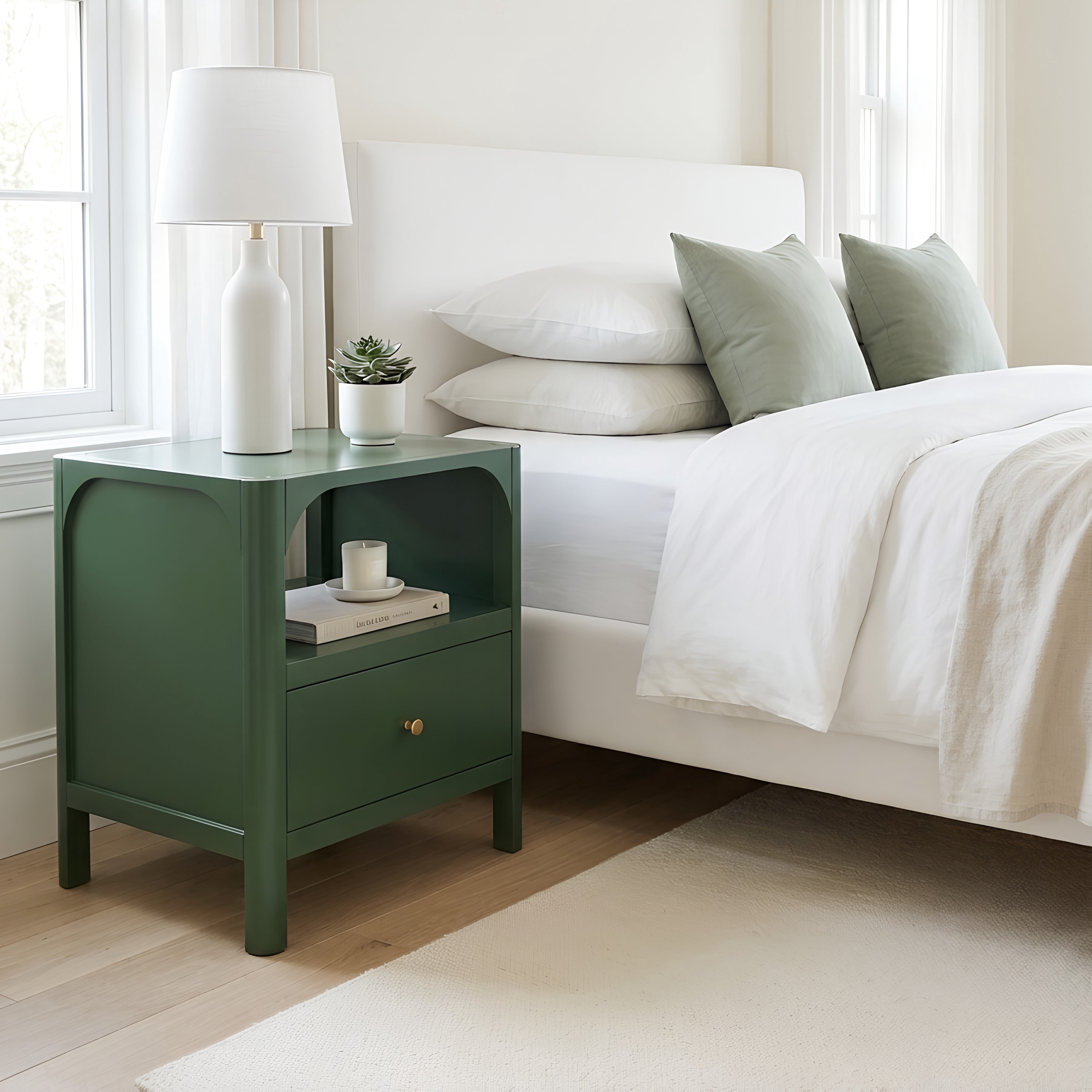 1 Drawer Nightstand Vintage Green