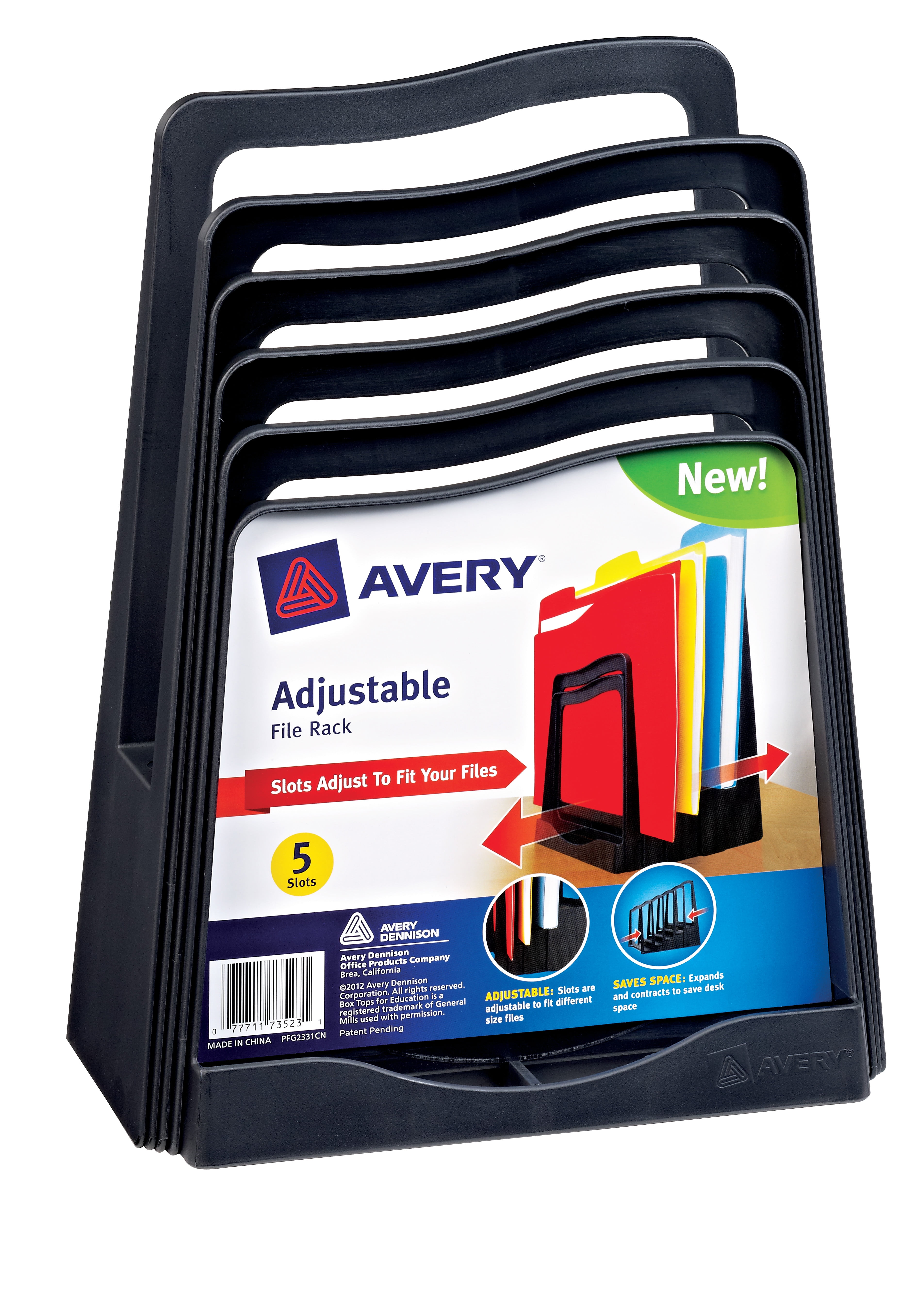 Avery Adjustable File Rack, Five Slots, Black (73523)