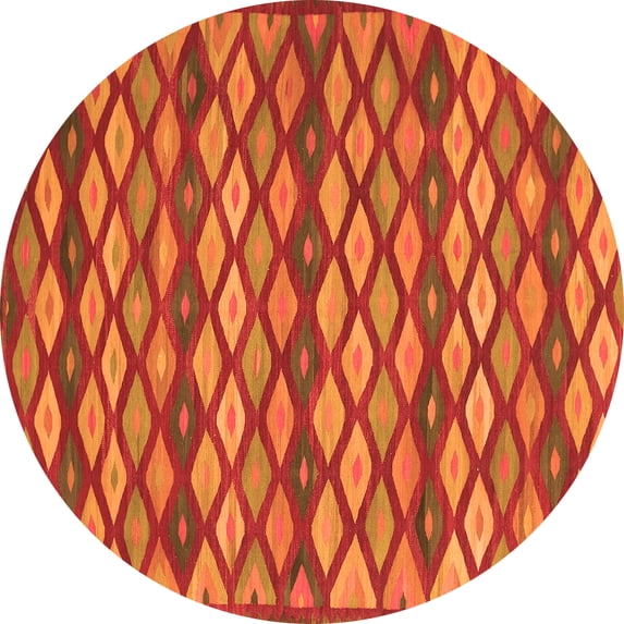 Ahgly Company Indoor Round Oriental Orange Traditional Area Rugs, 8' Round