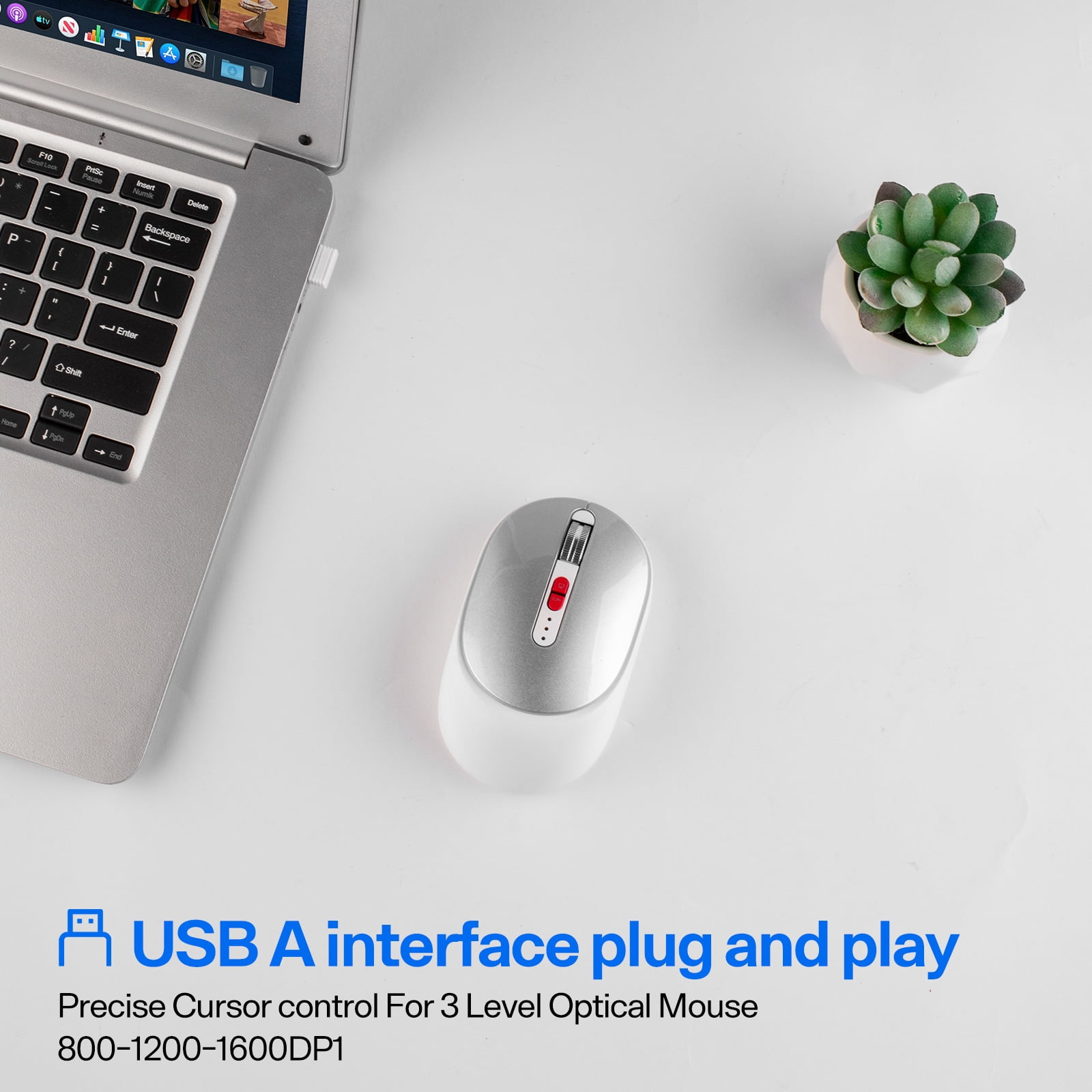 Type-C Dual Port Wireless Bluetooth Mouse, Rechargeable 2.4G/USB-C Mouse with Battery Display, for MacBook, Laptop, PC, Tablet, Phone