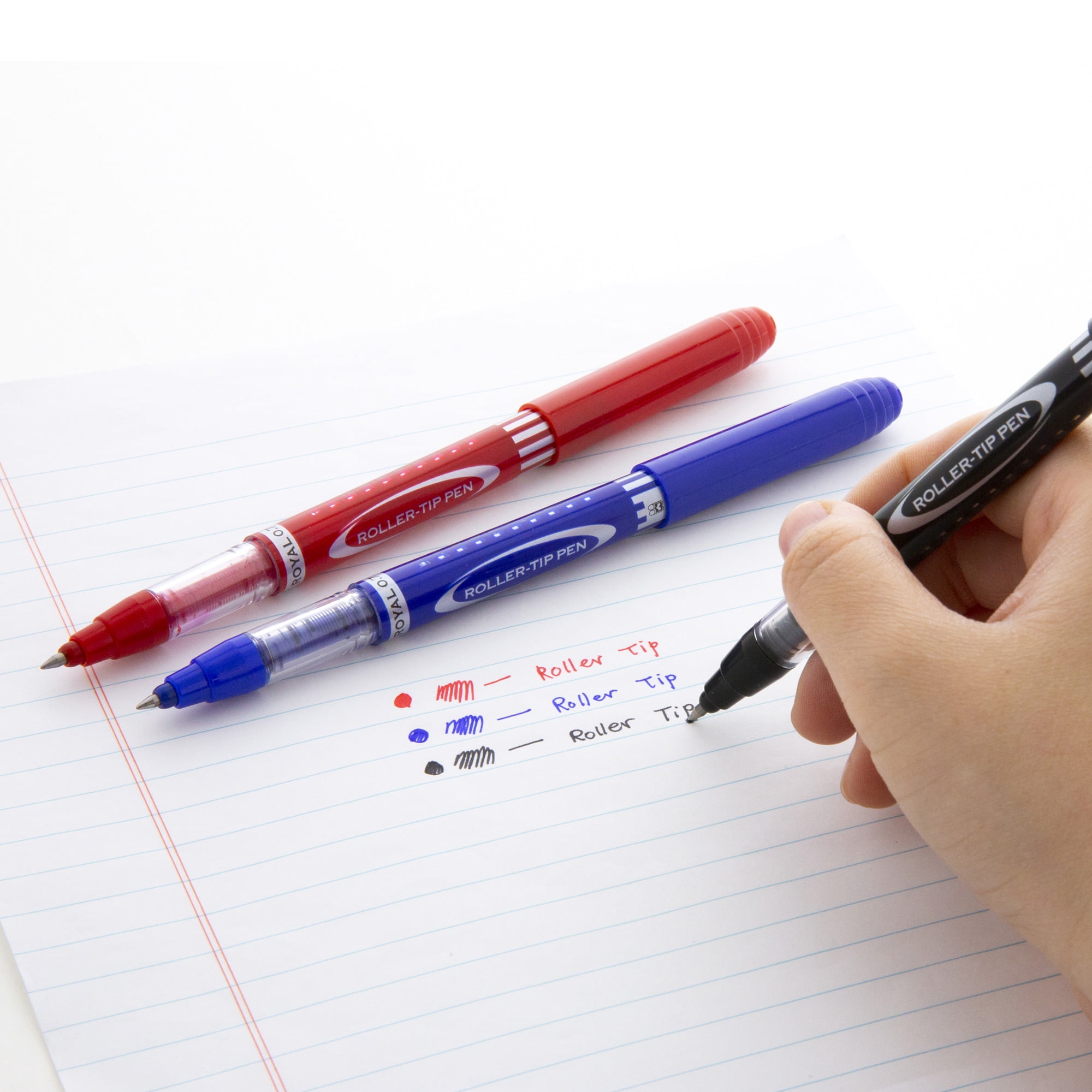 BAZIC Royal Red Color Rollerball Pen 0.7mm w/ Regulator, (3/Pack), 1-Pack