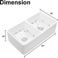 thumbnail image 4 of Ceramic White 33”18"*10" Kitchen Double Basin Farmhouse Sink Rectangular Vessel Sink, 4 of 8