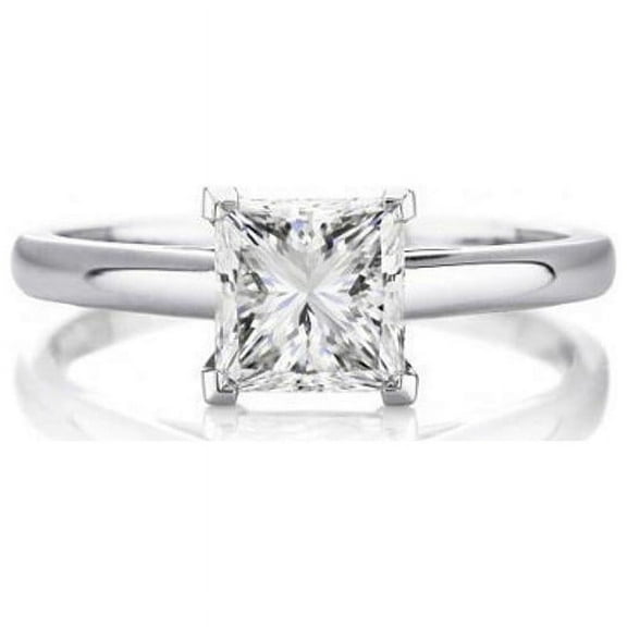 2.00 Carat Solitaire Princess Cut Moissanite Diamond Promise Rings for her Solid 950 Platinum Ring Size 7
