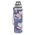 thumbnail image 2 of 32oz Transparent Sports Water Bottle with Straw for Kids Adults Outdoor School Gym Fitness Purple Magnolia Flowers, 2 of 7