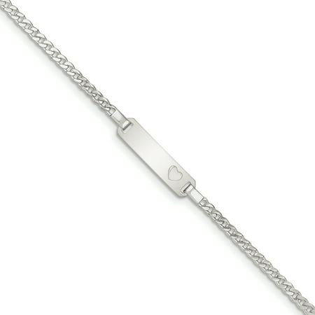 Sterling Silver Engravable Baby ID with Heart Bracelet