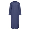 thumbnail image 4 of IWRICH Muslim Thobe for Men Button down Caftans Big and Tall Arab Thobe Dark Blue XXXL, 4 of 4