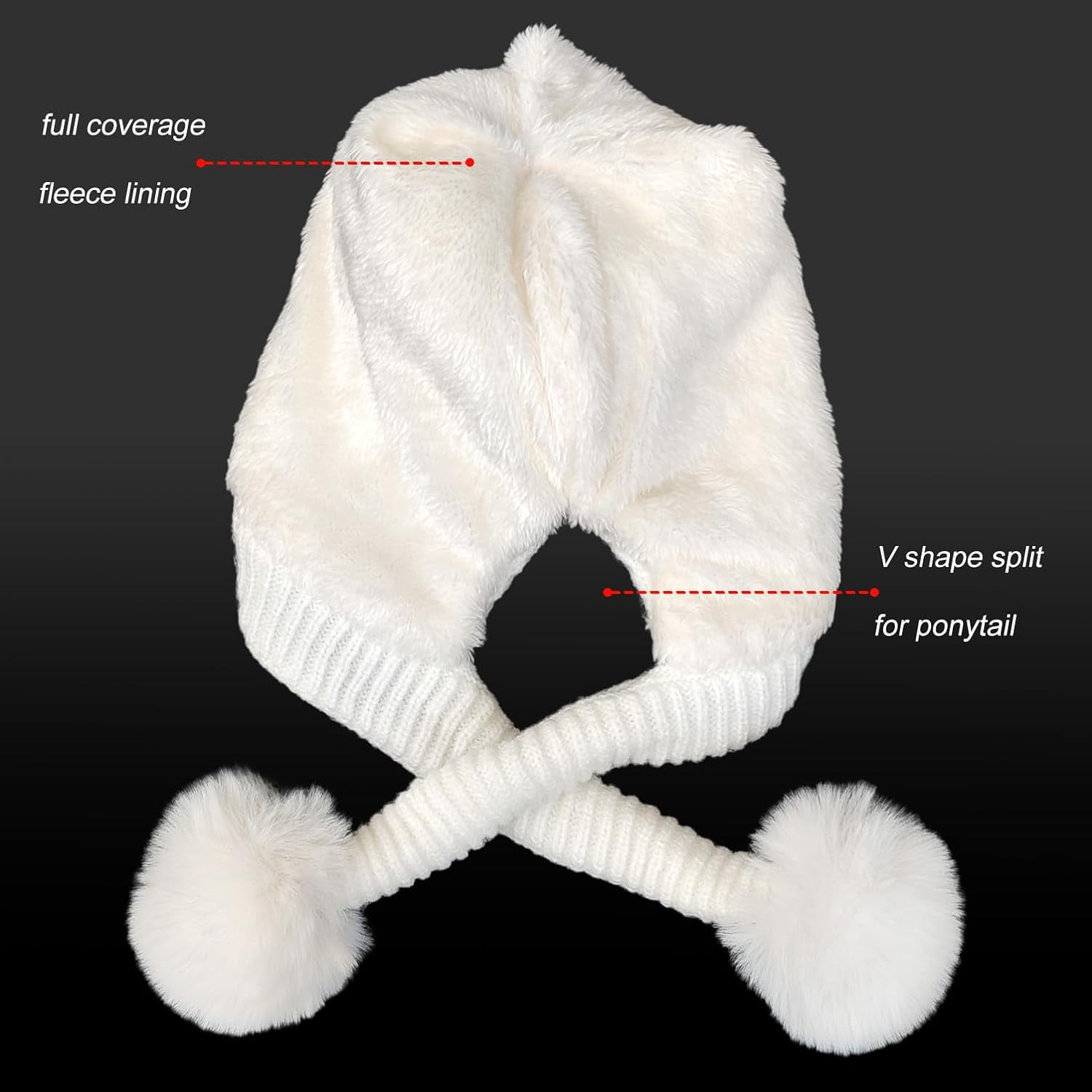 Zhengup Women Winter Beanie Hat Circle Scarf Set Pompoms Peruvian Ski Snow Ear Flaps Sherpa Knit Hats Fleece Lined,S to M Size Head