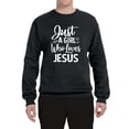 thumbnail image 2 of Wild Bobby Just A Girl Who Loves Jesus Inspirational/Christian Unisex Crewneck Graphic Sweatshirt, Black, Small, 2 of 5