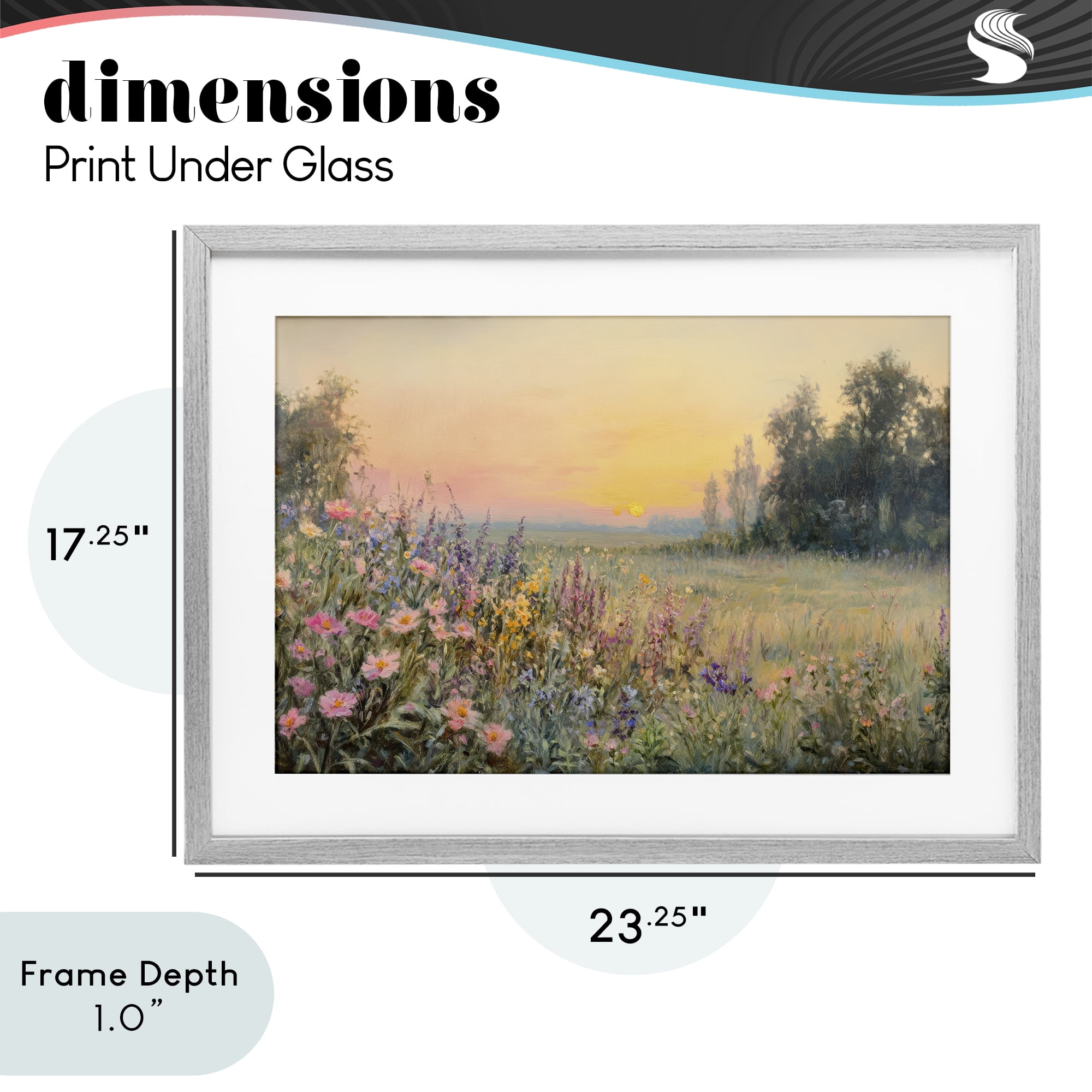 Stupell Industries Serene Twilight Meadow Gray Framed Print Under Glass, design by Petal Prints Design