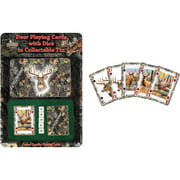 Angle View: Rivers Edge Products 2-Pack Playing Cards and Dice Gift Tin, Mossy Oak Deer