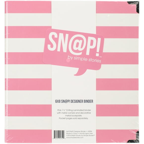 Sn@p! Designer Binder 6"X8"-Pink Stripe