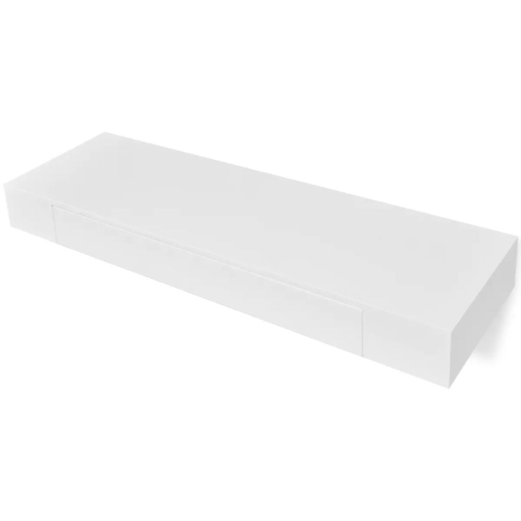 Kepooman 31.5" Wall Decor Storage Shelf with 1 Drawer for Bedroom, White Kepooman 31.5" Wall Decor Storage Shelf with 1 Drawer for Bedroom, White