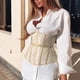 thumbnail image 4 of Women Sexy See-Through Mesh Underbust Corset Top Crisscross Lace-Up Bandage Bustier Slimming Waist Belt Cincher Body Shaper, 4 of 5