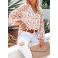 Astylish Womens Boho Tops Floral Blouses V Neck Shirts Blouse Puff Long
