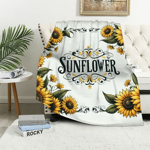 COMIO Sunflower Decorative Throw Blanket Spring Summer Flower Blanket Gifts for Women Blankets for Bed Couch Sofa Print Soft Plush Lightweight Fuzzy Warm Cozy Blankets and Throws