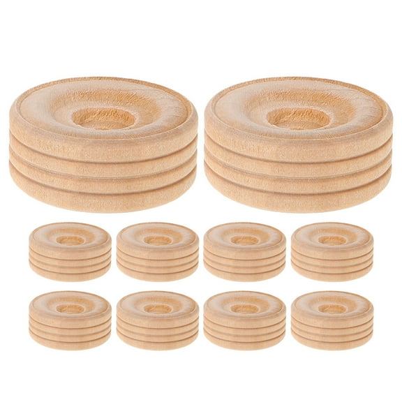 WEUVEB Model Car Wheels Wooden Wheel Beech Wood 10Pcs DIY Educational Play