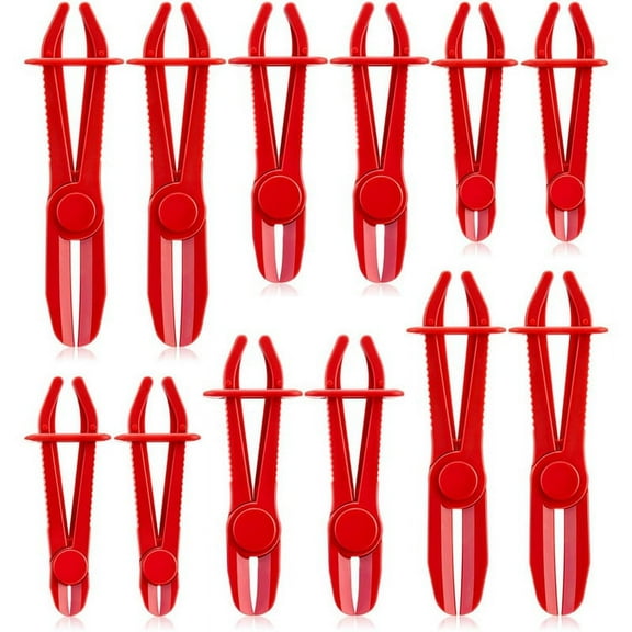 12 Pcs Hose Clamp Pliers Hose Pinch Pliers Hose Pliers Line Clamp Pinch Clamp Tool, Red, 3 Sizes