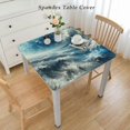 thumbnail image 2 of HAOXIT Summer Beach Tablecloth- Ocean Coastal Waterproof Fabric Table Cloth Protector, Nautical Seaside Aqua Beige Tablecloths Washable Table Cover for Kitchen Coffee Table Party White, 2 of 7