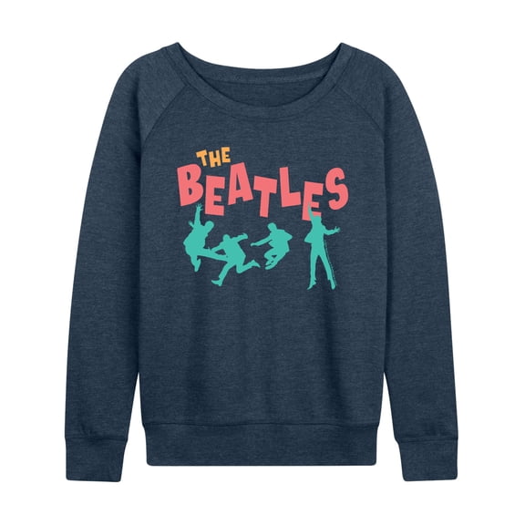 The Beatles - Jumping Silhouettes Women's Lightweight French Terry Wide Neck Long Sleeve Graphic Shirt