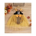 thumbnail image 2 of hirigin Baby Girls Romper, Sleeveless Spider Letters Print Stripes Bowknot Tulle Patchwork Dress for Halloween, 2 of 9