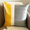 thumbnail image 1 of Throw Pillow Cover, Decorative Yellow & Grey 22"x22" (55x55 cm) Pillow Covers, Silk Color Block Patchwork Throw Pillows For Sofa, Patchwork Pattern Modern Style - Splendour Yellow, 1 of 10
