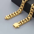 thumbnail image 3 of Men’s Stainless Steel Cuban Link Bracelet, Curb Chain Bracelet for Men, Trendy & Durable Jewelry Gift Gold 8 mm, 3 of 8