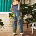 thumbnail image 4 of Iaqnaocc Jumpsuits for Women Overalls Casual Loose Adjustable Straps Vintage Floral Print Long Pant with Pockets Overalls for Women Dressy Trendy Outfits Clothes Saffron M, 4 of 7