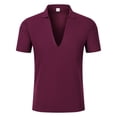 thumbnail image 3 of StSilkitty Men's 2 Piece Casual Outfits Solid Color Short Sleeve Collared V Neck Shirts and Drawstring Shorts Sets Lightweight Comfy Set, 3 of 6