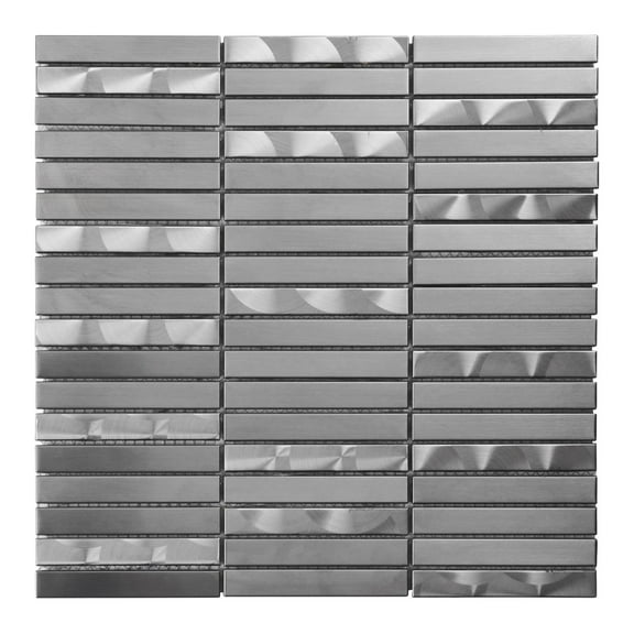 Modket TDH300SS Brushed Nickle Stainless Steel Metallic Swirling Effect Mosaic Tile Backsplash