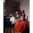 thumbnail image 2 of Vermeer, Johannes 26x32 Gold Ornate Wood Framed with Double Matting Museum Art Print Titled - A Lady and Two Gentlemen, 2 of 4