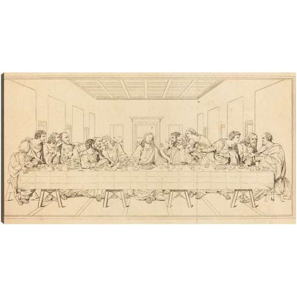 Cuadro Decorativo - La Última Cena, probablemente del siglo XIX. Jr Impresión en canvas, estrechado.