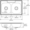 thumbnail image 2 of Elkay D233221 Dayton Stainless Steel 33" x 22" x 6-9/16", Double Bowl Top Mount Kitchen Sink, 2 of 2