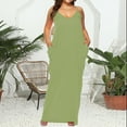 thumbnail image 5 of Penkiiy Women’s Casual Loose Plus Size Solid Maxi Dress Sleeveless Baggy Long T-Shirt Tunic Dress with Pockets 3XL Green, 5 of 6