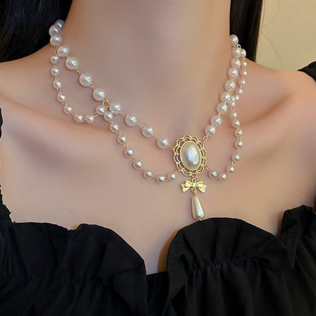 Collares de perlas para mujer Collares de perlas gruesas Collares de perlas grandes Collares de perlas grandes exagerados Collar llamativo