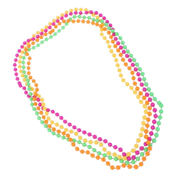 Hytrove 4-Piece Neon Plastic Bead Necklace Set, Assorted Colors, Retro 70s 80s Party Costume Accessory for Dance Events