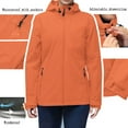 thumbnail image 2 of Caywon Women's Solid Color Hooded Long-Sleeve Water-Proof Windproof Raincoat Outdoor Jacket with Pockets Zippered Mountaineering Coat Suitable for Hiking Camping and Outdoor Activities, 2 of 5