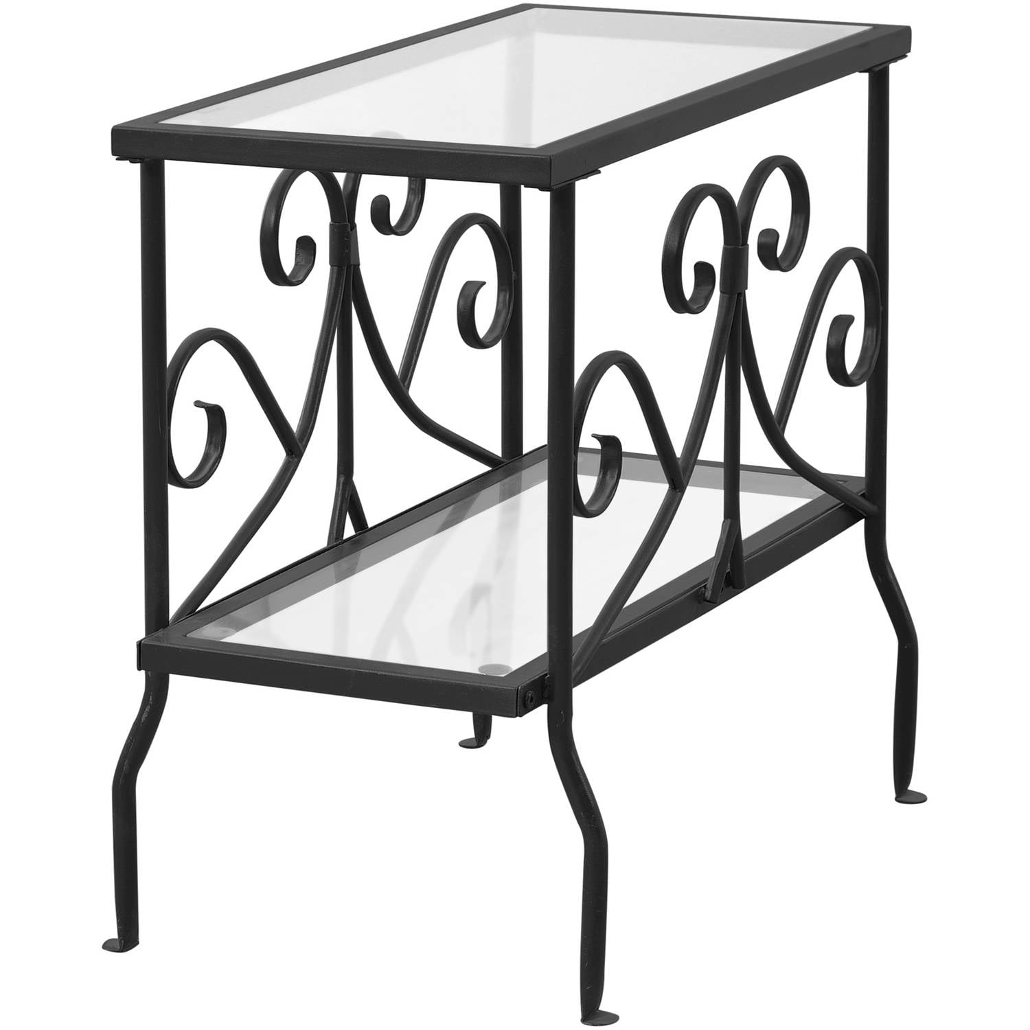 Monarch Accent Table Black Metal With Tempered Glass