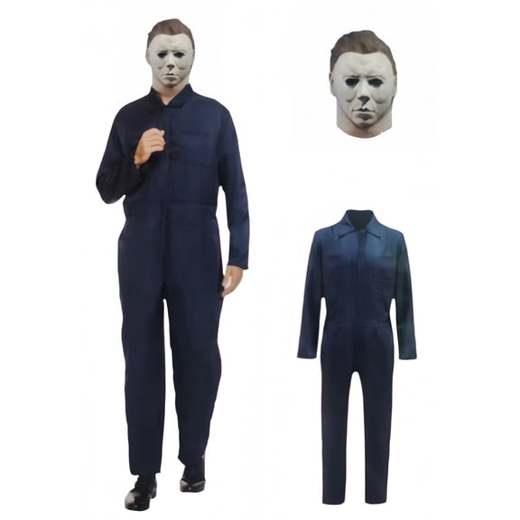 Adult Michael Myer Halloween Costume, Men's Movie-Accurate Coverall Jumpsuit Sizes