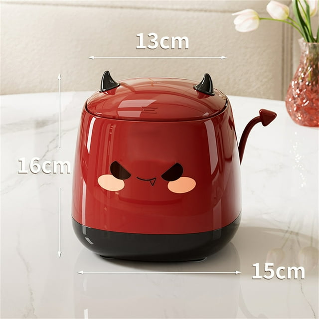 Cute Desktop Trash Can with Lid | Mini Office & Home Desk Wastebasket | Plastic Small Trash Bin for Living Room | Easy-Clean & Space-Saving Design