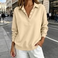 thumbnail image 2 of Aboser Womens Henley Neck Sweatshirt Dressy Casual Long Sleeve Pullover Tops Button Down Collared Shirts Comfy Solid Color Sweatshirts, 2 of 6