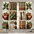 thumbnail image 7 of Ambesonne Vintage Valance & Curtain 3 Pcs Set, Tomato Checkered Food Art, 55"x24", Paprika Rust and Green, 7 of 7