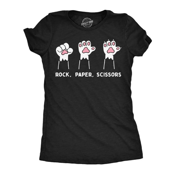 Womens Funny T Shirts Rock Paper Scissors Cat Paws Sarcastic Graphic Novelty Tee for Ladies Womens Graphic Tees