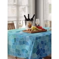thumbnail image 6 of Turquoise Blue Teal Table Cloth, Chic Stained Glass Texture Aesthetic Waterproof Tablecloth for Rectangle Tables, Reusable Washable Fabric Table Cover for Restaurant Kitchen Dining Tables 52"x70", 6 of 6