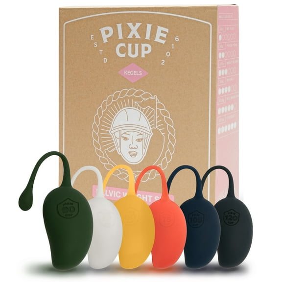 Pixie Cup Premium Kegel Ball Weights for Women - Pelvic Floor Tightening - Improved Bladder Control - Prevent Prolapse - Set of 6 Silicone Kegels