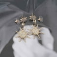 thumbnail image 4 of Bohemian Starburst Ear Jacket Earrings Sunburst Earrings Crystal Star Earrings Rhinestone Sun Dangle Earrings Cz Sun Studs Earrings Vintage Celestial Front Back Earrings(Gold), 4 of 13