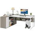 thumbnail image 4 of Tribesigns 71 inch L Shaped Executive Desk with Cabinet Storage, Rustic Brown Business Furniture Desk Workstation with Shelves for Home Office, 4 of 10
