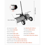 VEVOR 48in Landscape Rake, Pull Behind Lawn Rock Rakes for ATV Mower Tractors, 24 Durable Steel Tines, Adjustable Height & Angle, Heavy Duty Dethatcher Rake for Leaves Debris