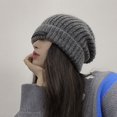 thumbnail image 3 of Japanese Style Hemming Thickened Warm Winter Hat Women Solid Color Riding Knitted Beanie Cap Costume Accessories, 3 of 10